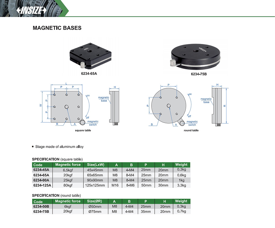 INSIZE Magnetic Base Ø50mm 6kgf (Round) 6234-50B - photo 2