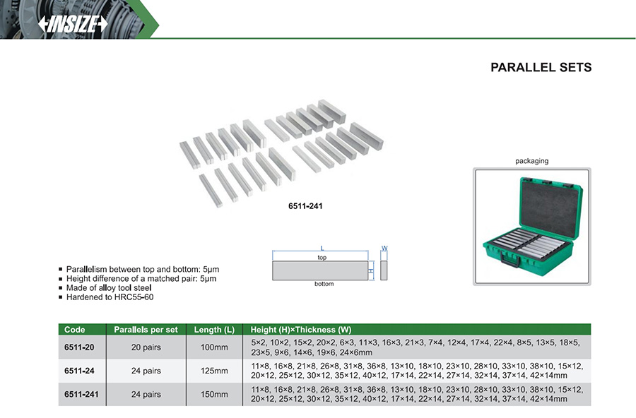 INSIZE Magnetic Parallel Set 24 Pairs 125mm 6511-24 - photo 2