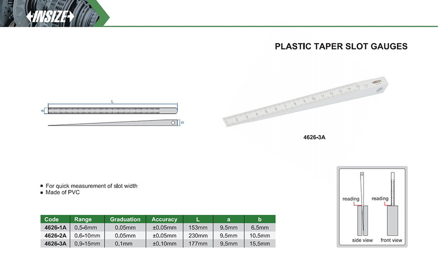 INSIZE Plastic Taper Slot Gauge 4626-2A, 0.6-10mm - photo 2
