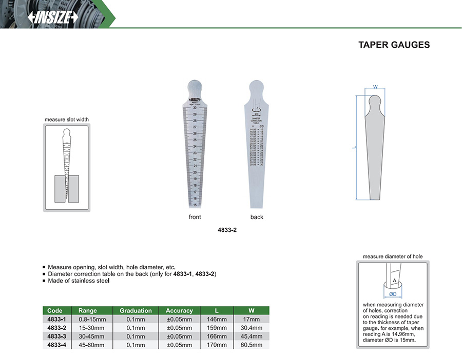 INSIZE Taper Gauge 4833-4, 45-60mm - photo 2