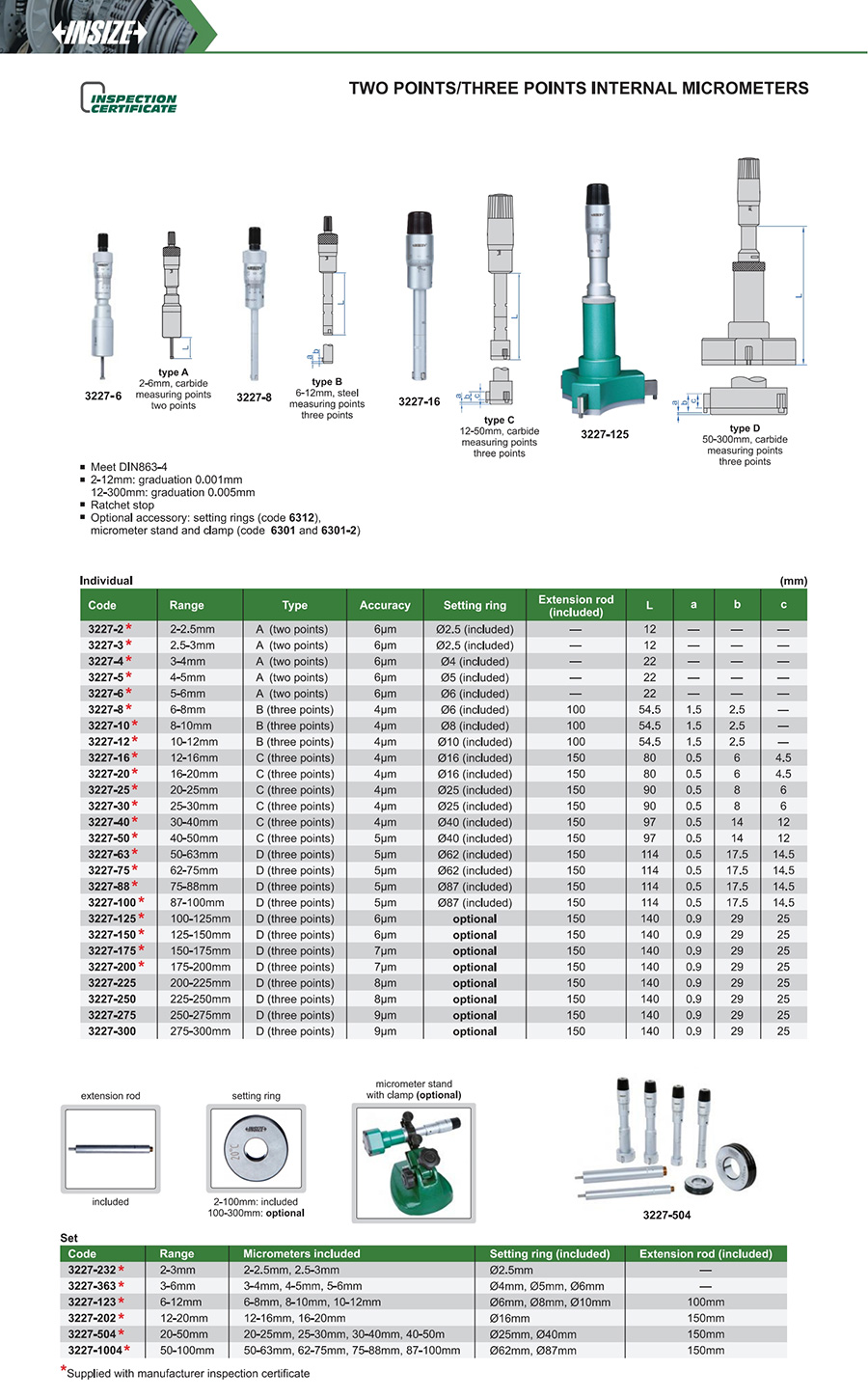 INSIZE Three Points Internal Micrometers, 12-20mm, 3227-202 - photo 2