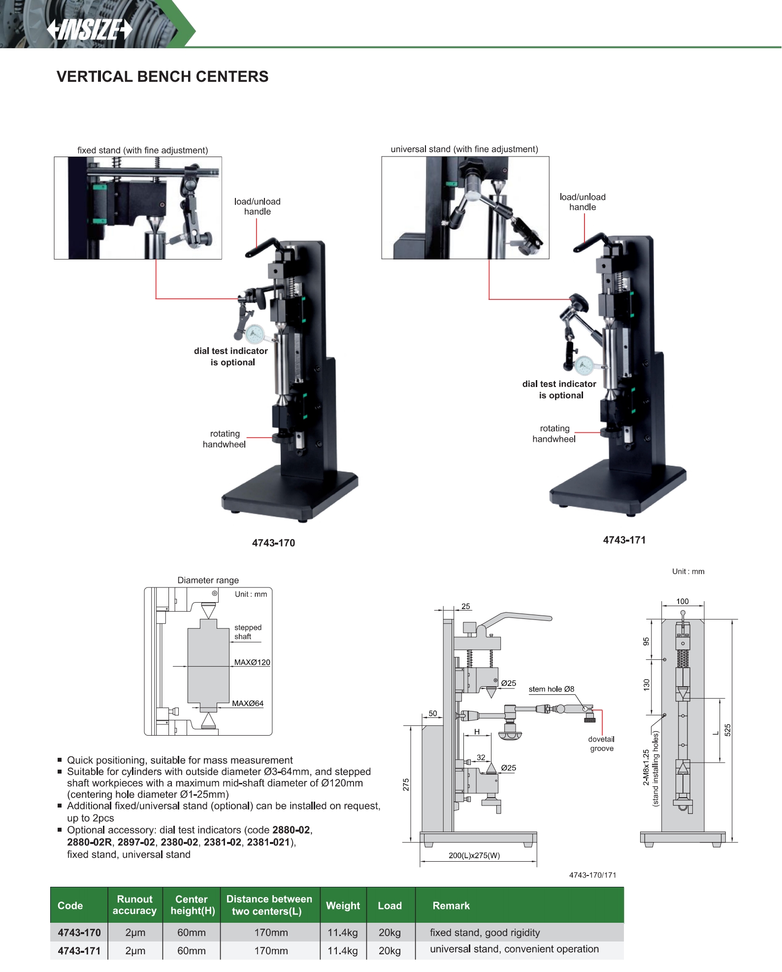INSIZE Vertical Bench Centers, 4743-171 - photo 2