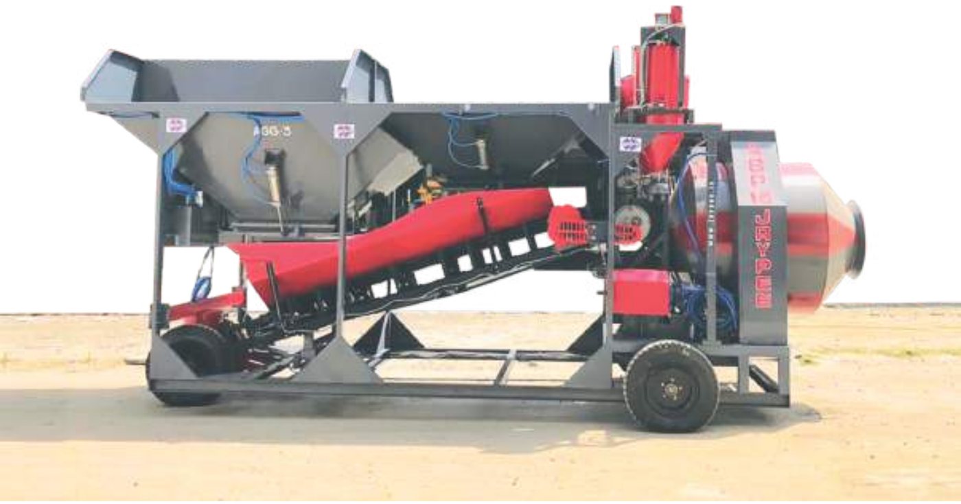 JAYPEE ABP-18R Mobile Automatic Concrete Batching Plant - Reversible Mixer, 16–18m³/hr, PLC