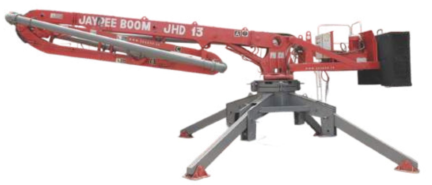 JAYPEE JHD-13 Hydraulic Concrete Boom Placer - 13 m Radius, 360° Slewing, Radio Remote