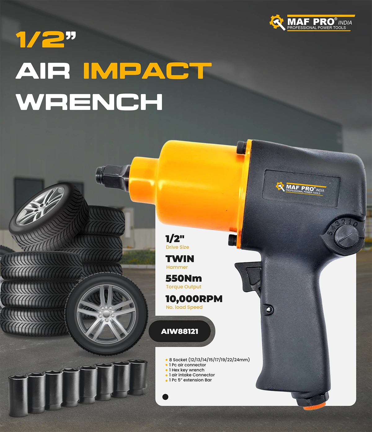 MAF PRO 1/2″ Air Impact Wrench (AIW88121) - photo 3