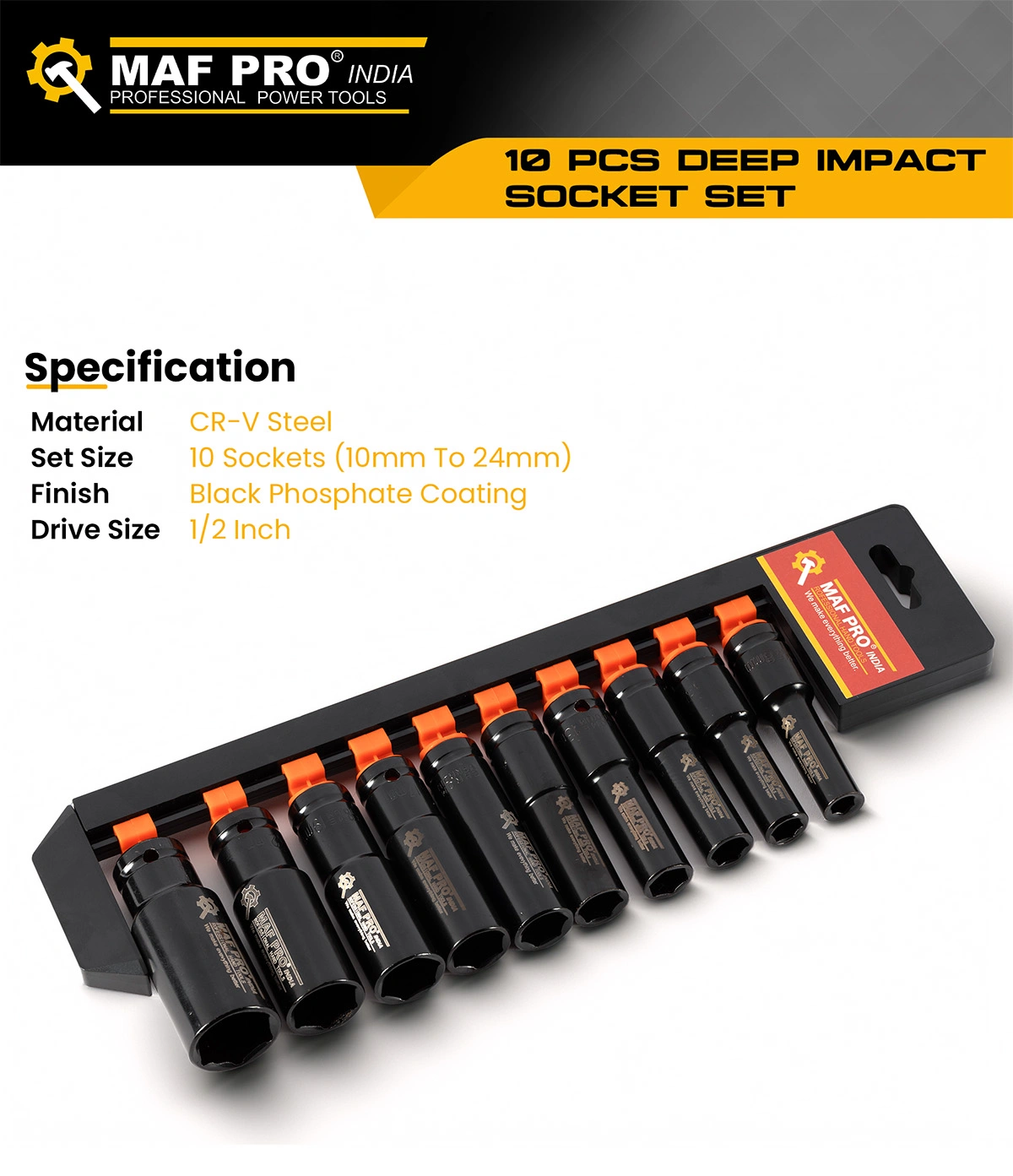 MAF PRO 10 pcs Deep Impact Socket Set - photo 3