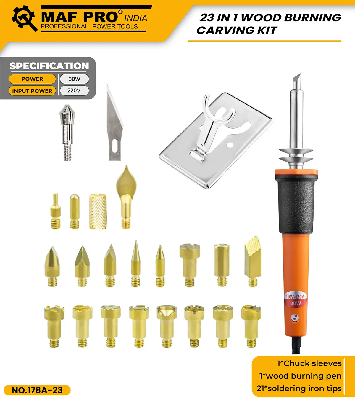 MAF PRO 23 in 1 Wood Burning Carving Kit (NO.178A-23) - photo 3