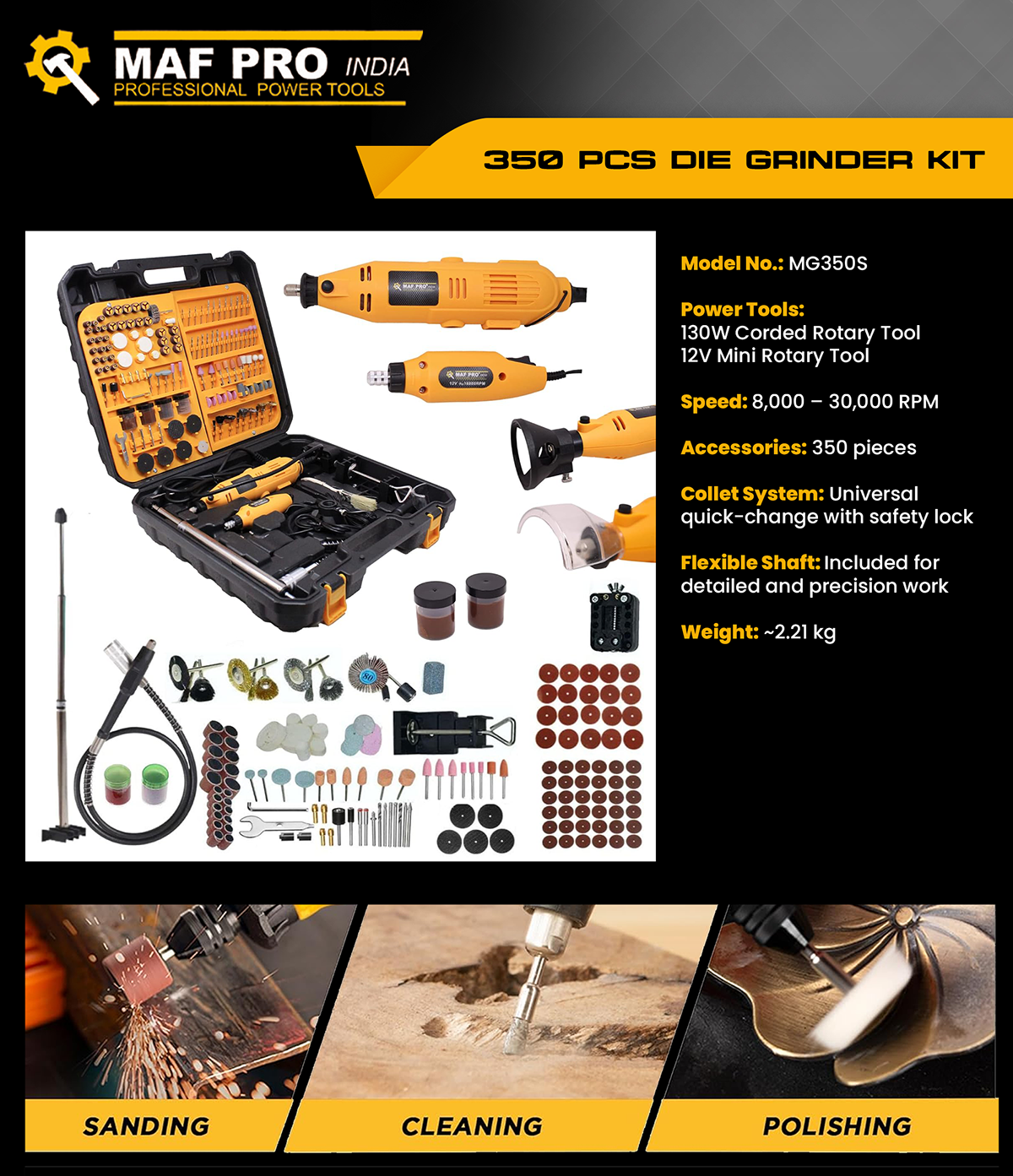 MAF PRO 350PCS DIE GRINDER KIT (MG350S) - photo 3