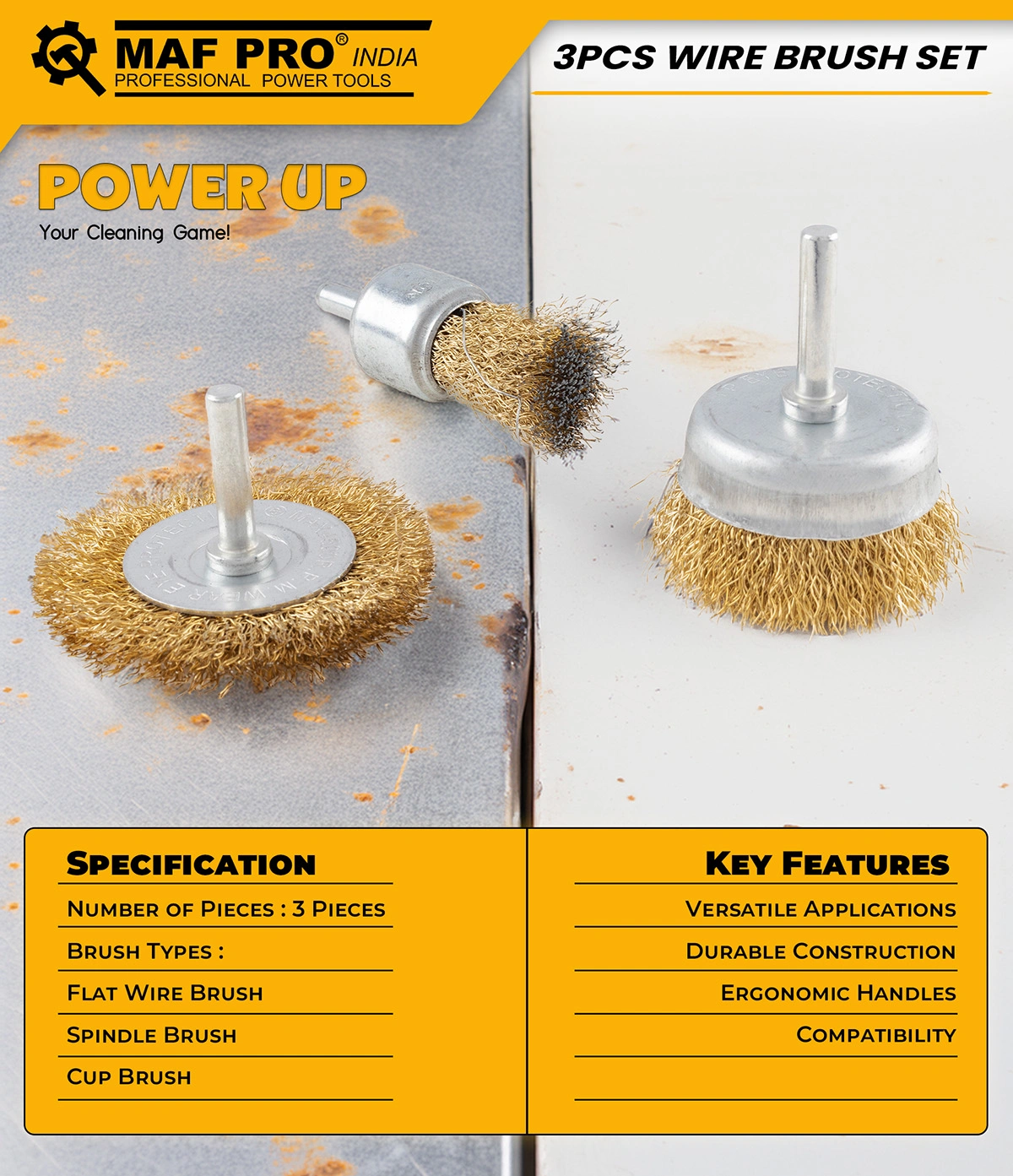 MAF PRO 3pcs Wire Brush Set - photo 3