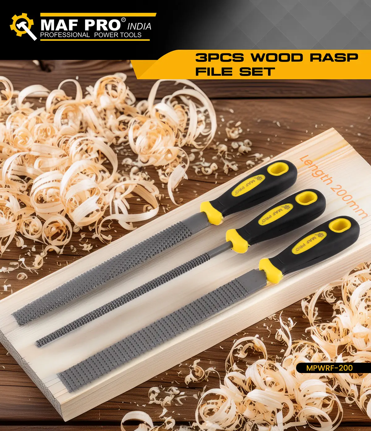 MAF PRO 3pcs Wood Rasp File Set (MPWRF-200) - photo 3