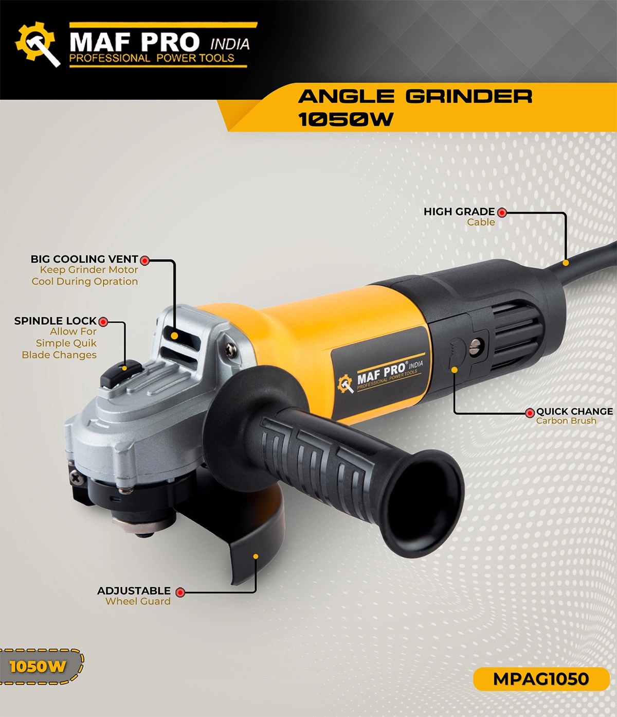 MAF PRO Angle Grinder 1050W (100mm) (MPAG1050) - photo 5