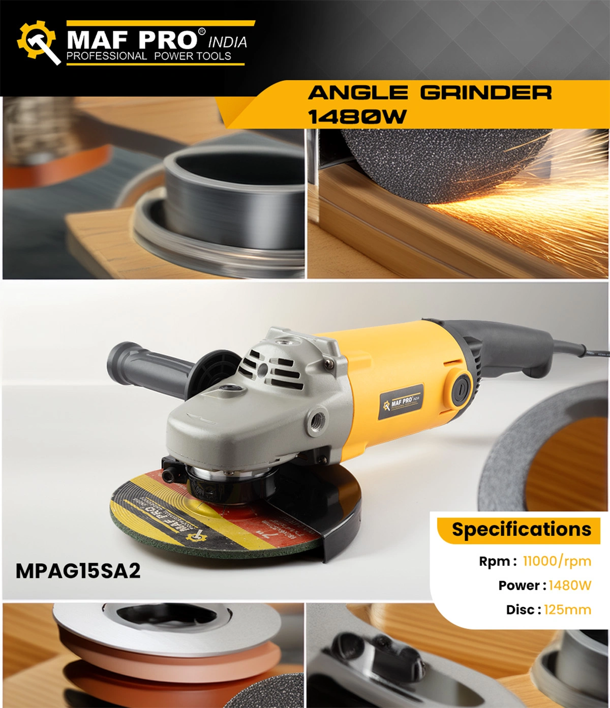 MAF PRO Angle Grinder 1480W (125mm) (MPAG15SA2) - photo 3