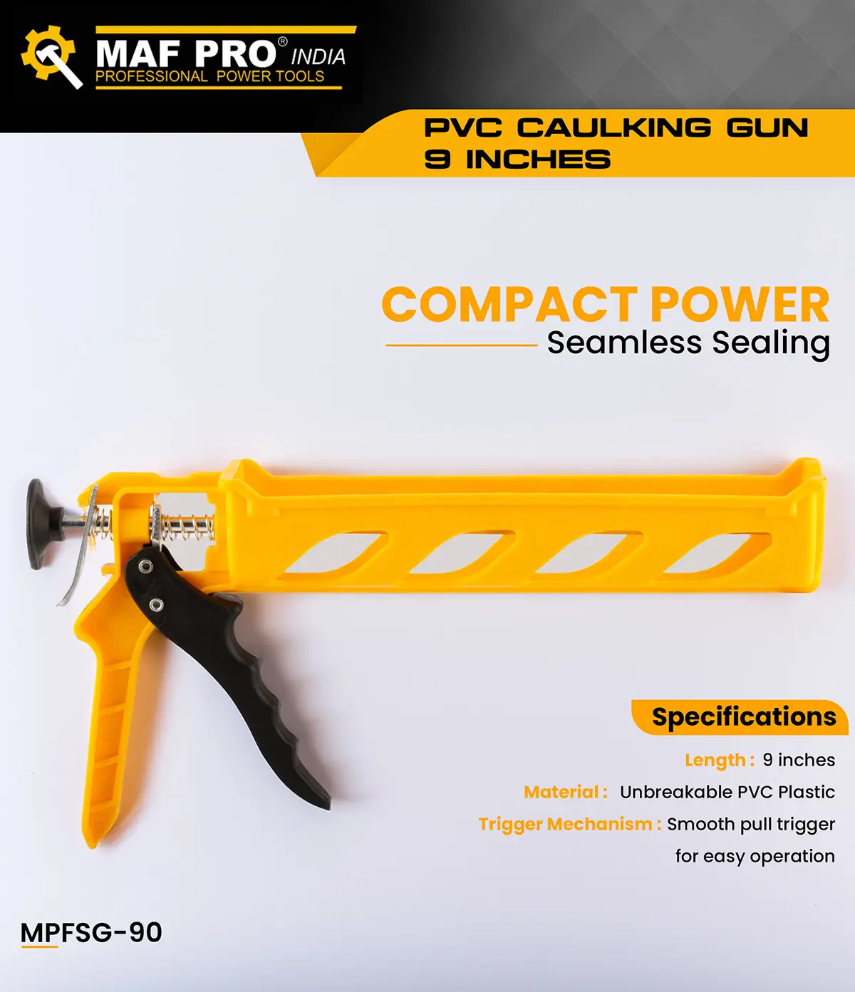 MAF PRO Caulking Gun 9 Inches (Smooth Pull Trigger for Easy Operation) (MPPSG-09) - photo 3