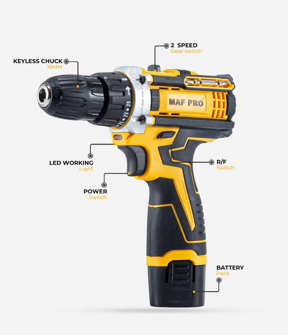 MAF PRO Cordless Drill 12V (CDLI12108) - photo 4