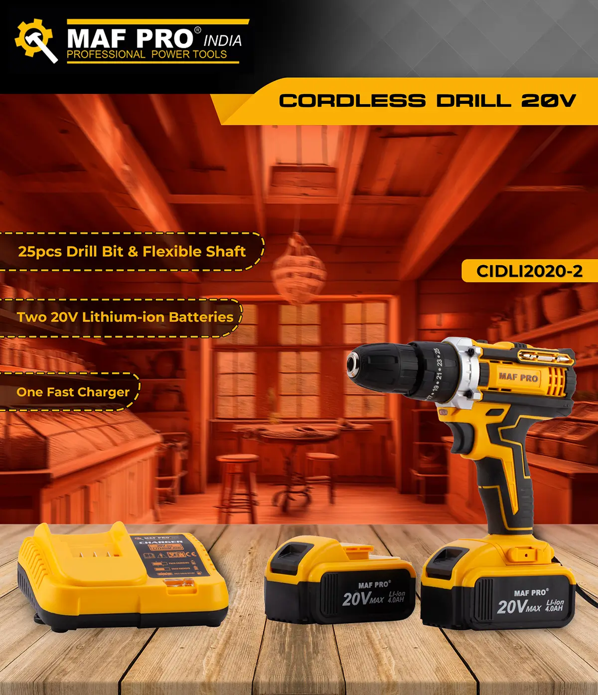 MAF PRO Cordless Drill 20V Lithium-ion (CDLI2020-2) - photo 5