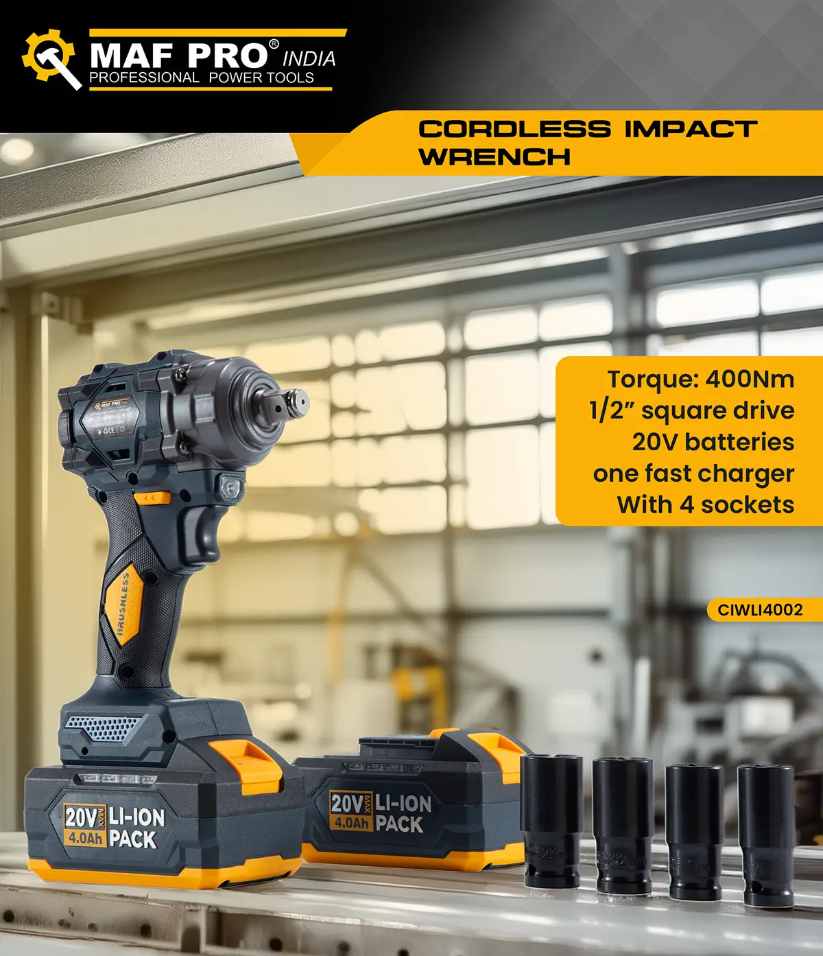 MAF PRO Cordless Impact Wrench 20V (CIWLI4002) - photo 6