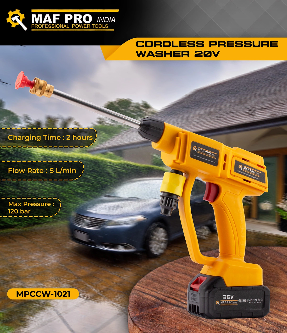 MAF PRO Cordless Pressure Washer 20v Lithium-ion 4ah (MPCCW-1021) - photo 3