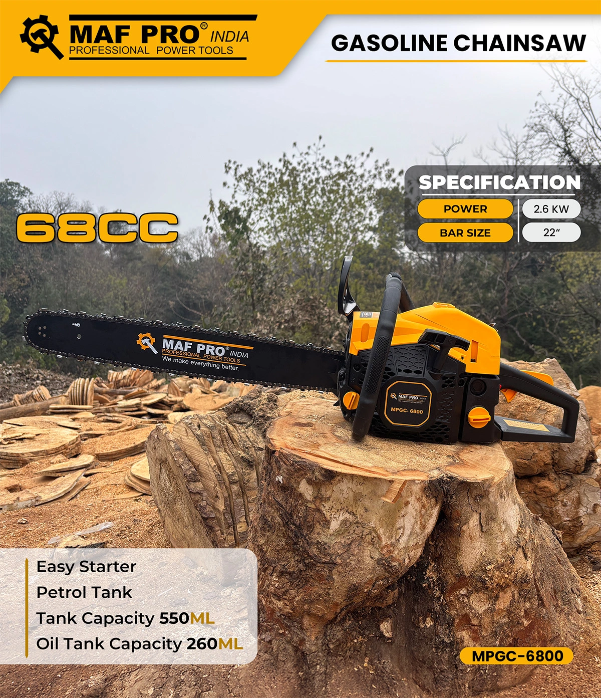 MAF PRO Gasoline Chainsaw (MPGC-6800) - photo 3