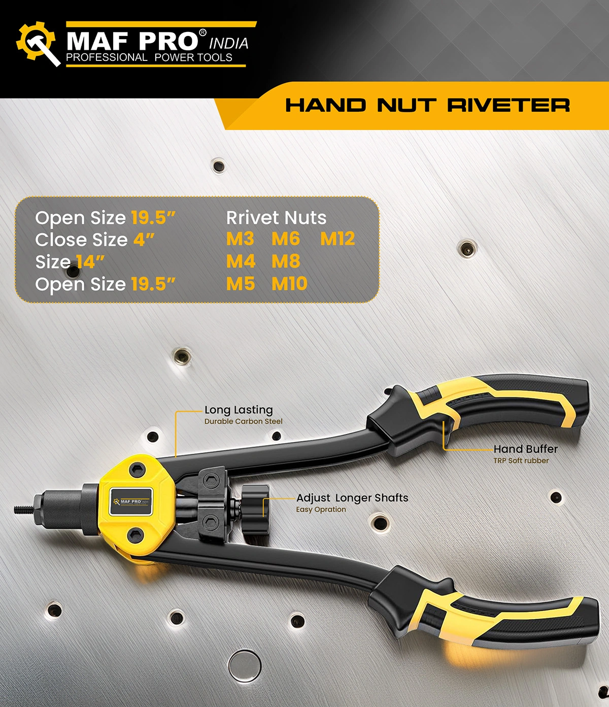 MAF PRO Hand Nut Riveter (MHR321) - photo 3