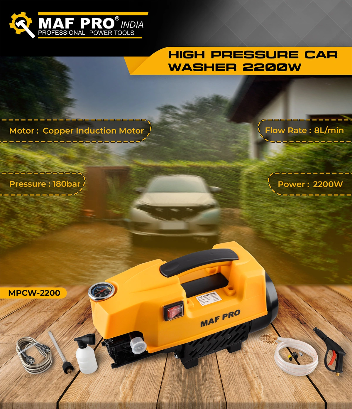 MAF PRO High Pressure Washer 2200W (MPCW-2200) - photo 3