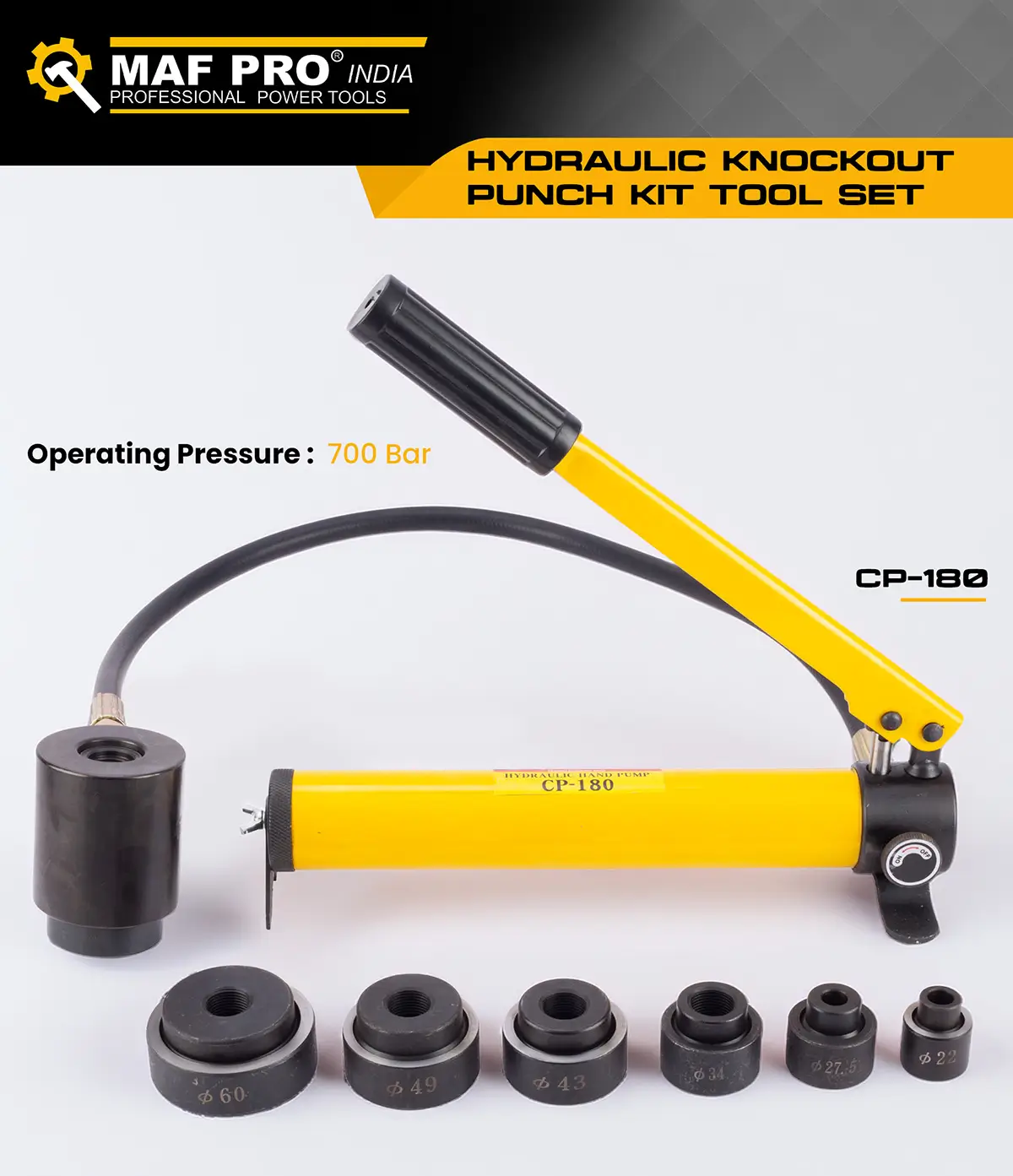 MAF PRO Hydraulic Knockout Punch Kit Tool Set (YQK-8B) - photo 4