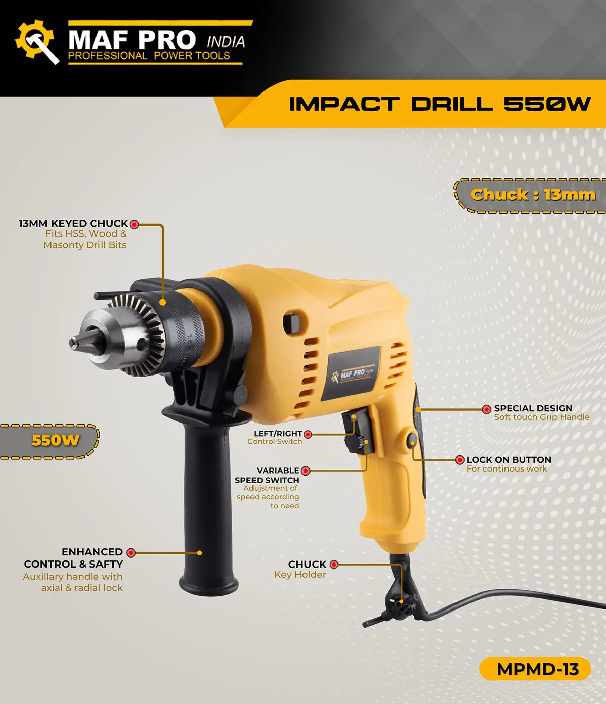 MAF PRO Impact Drill 550W (MPMD-13) - photo 4