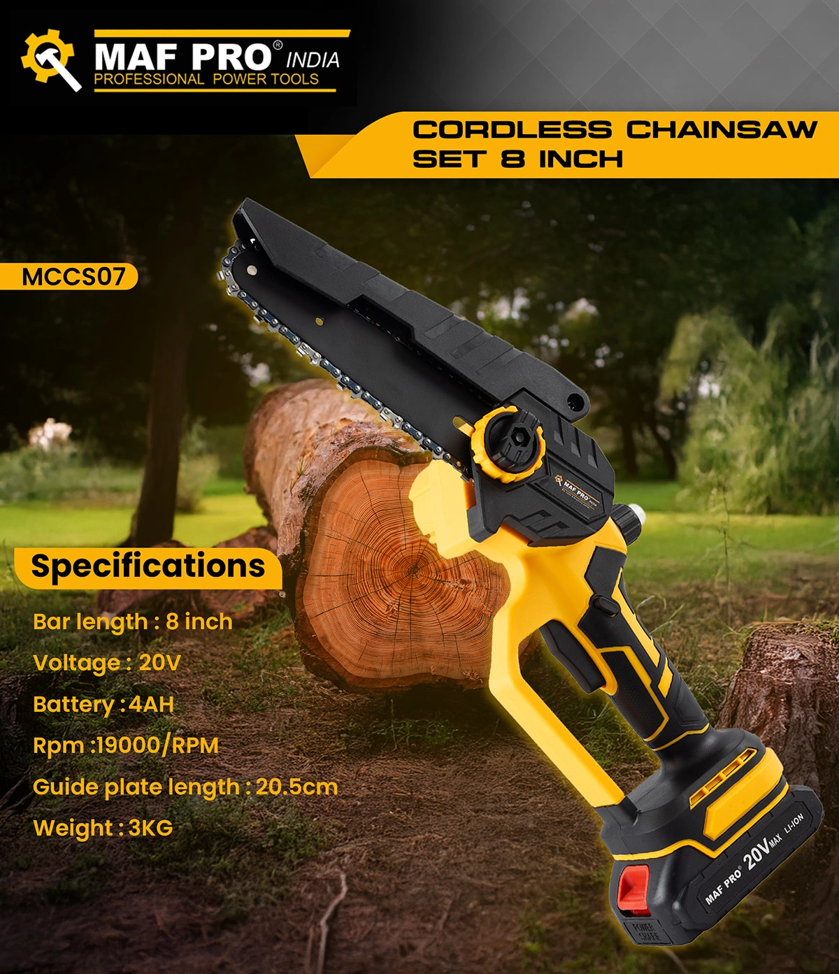 MAF PRO Lithium-ion Cordless Chainsaw Set 8 Inch (BRUSHLESS) (MCCS07) - photo 5