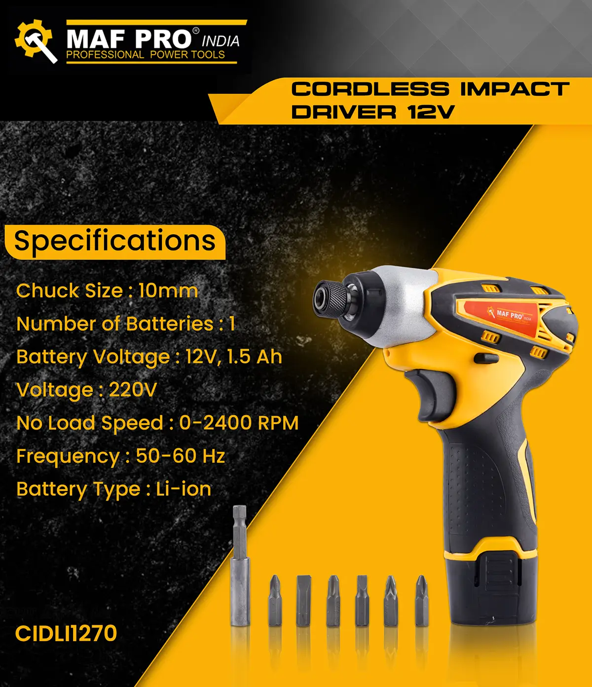 MAF PRO Lithium-ion Cordless Impact Driver 12v (CIDLI1270) - photo 4