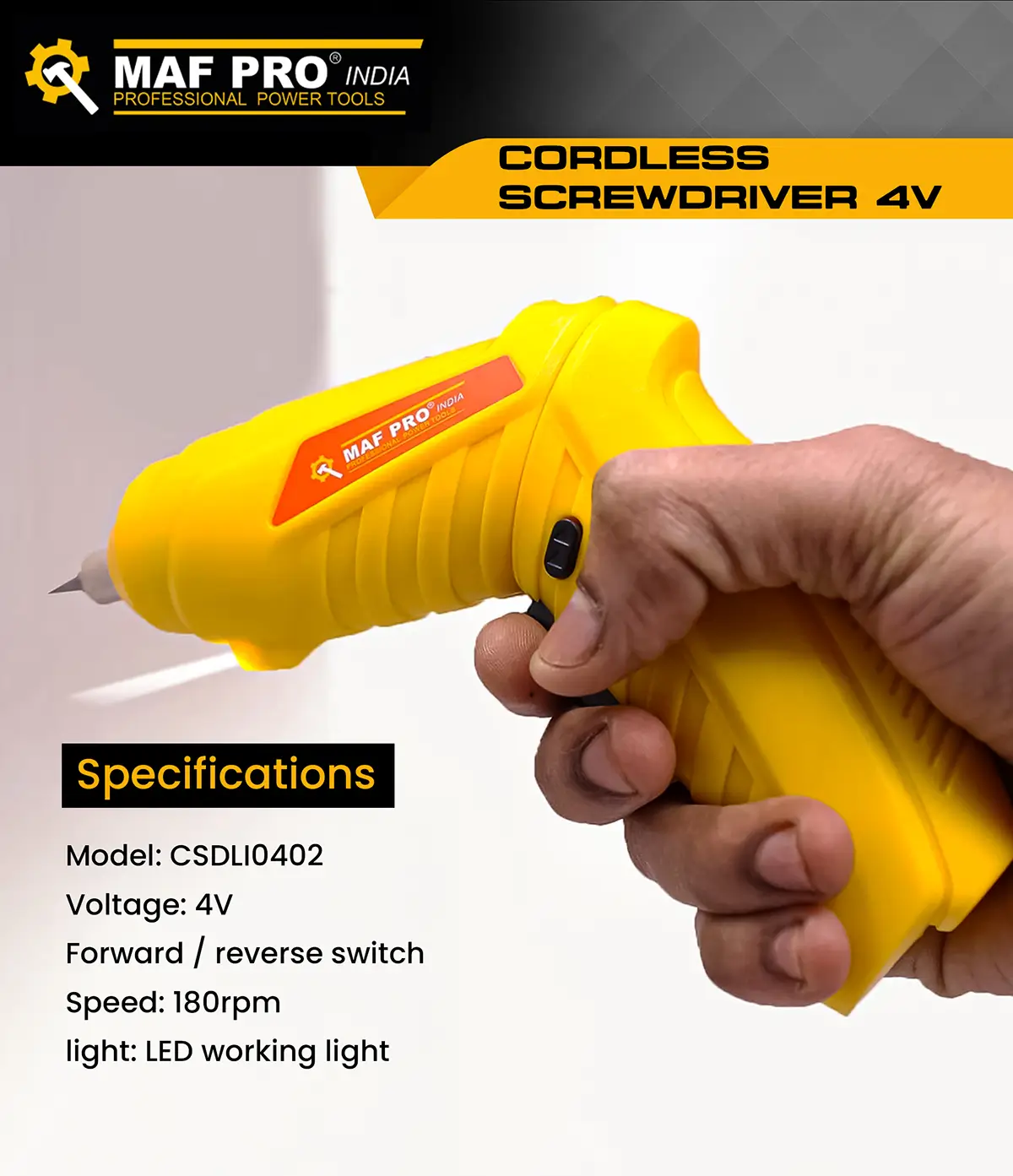MAF PRO Lithium-ion Cordless Screwdriver 4V (CSDLI0402) - photo 5