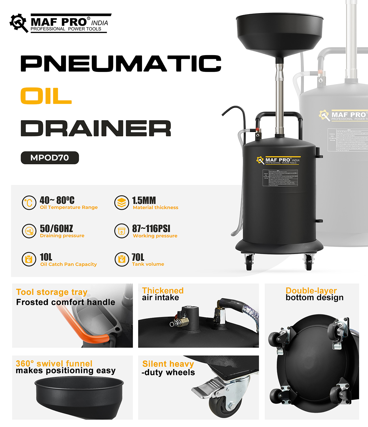 MAF PRO Pneumatic Oil Drainer (MPOD70) - photo 3