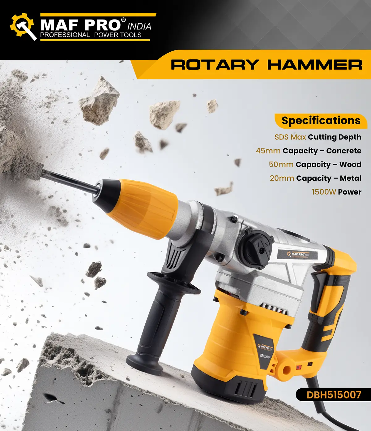 MAF PRO Rotary Hammer 1500W (DBH515007) - photo 3