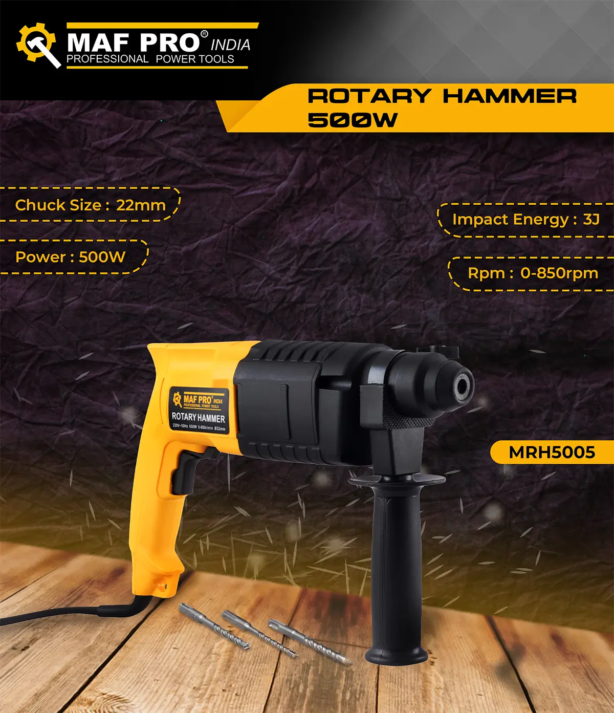 MAF PRO Rotary Hammer 500W (MRH5005) - photo 4