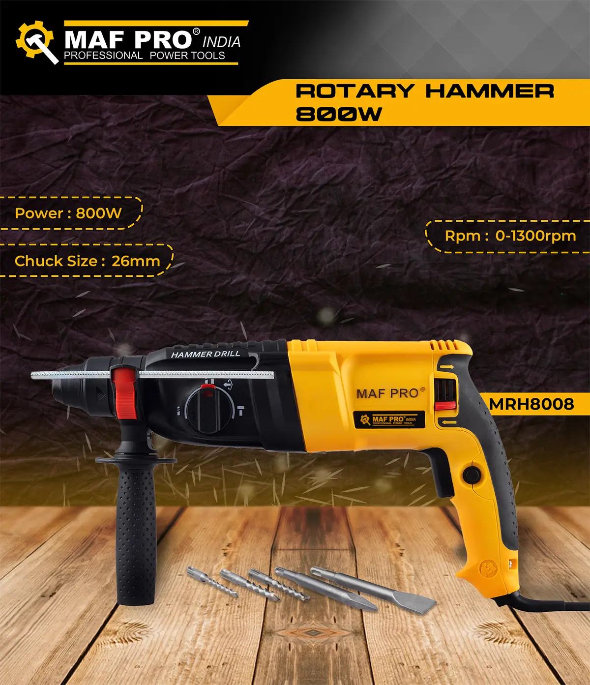 MAF PRO Rotary Hammer 800W (MRH8008) - photo 4