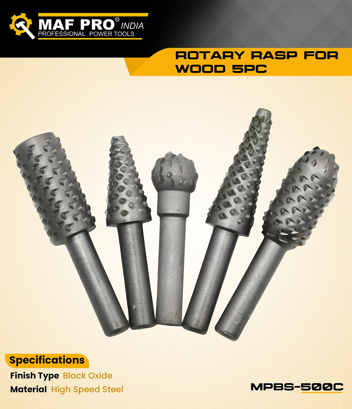 MAF PRO Rotary Rasp for Wood 5pc (MPBS-500C) - photo 3