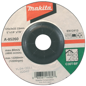 Makita A-85260 Cut-Off Wheel (Off Set) 125x3x22 C30t Fo