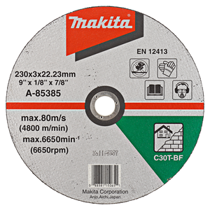 Makita A-85385 Cut-Off Wheel (Flat) 230x3x22 C30t For B