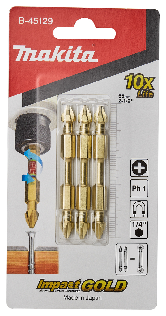 Makita B-45129 Impact Gold Dbl-End Torsion Ph1-65 3pc - photo 3