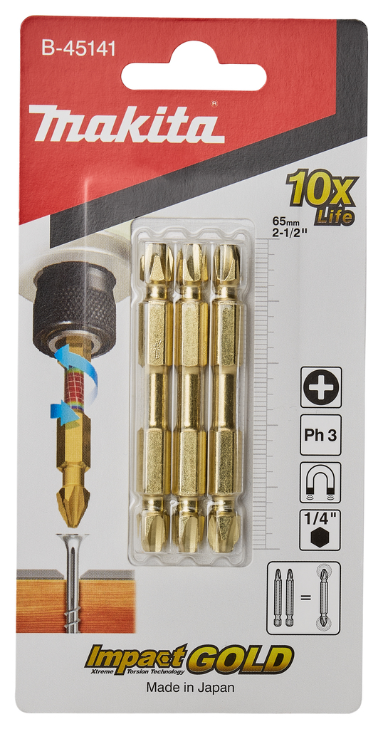 Makita B-45141 Impact Gold Dbl-End Torsion Ph3-65 3pc - photo 3