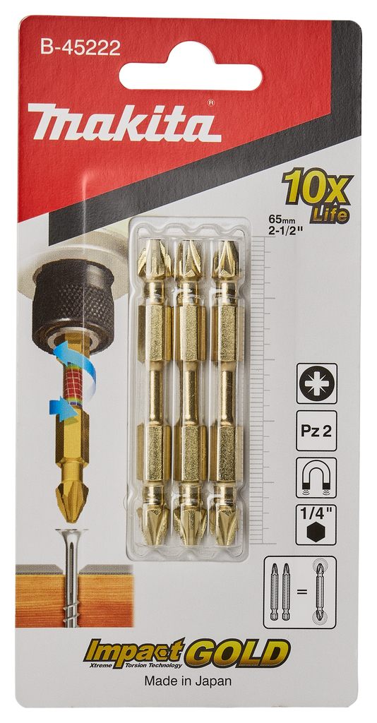 Makita B-45222 Impact Gold Dbl-End Torsion Pz2-65 3pc - photo 3
