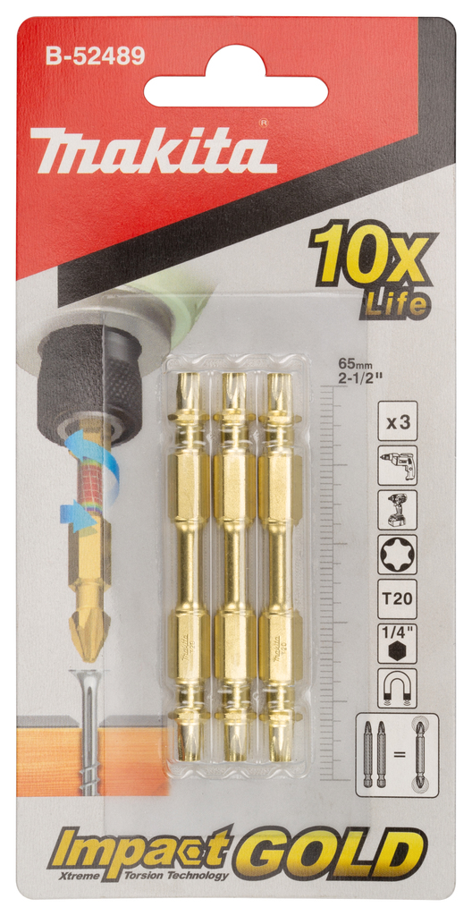 Makita B-52489 Impact Gold Dbl-End Torsion T20-65 3pc - photo 3