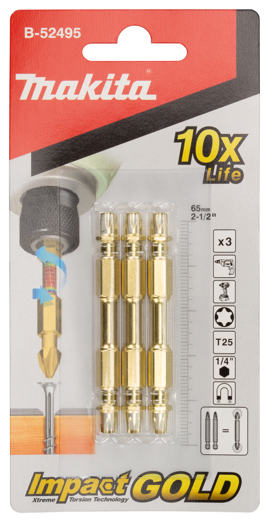Makita B-52495 Impact Gold Dbl-End Torsion T25-65 3pc - photo 3