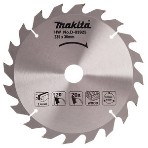Makita D-03925 T.c.t. Saw Blade 235x30x20t (Wood)