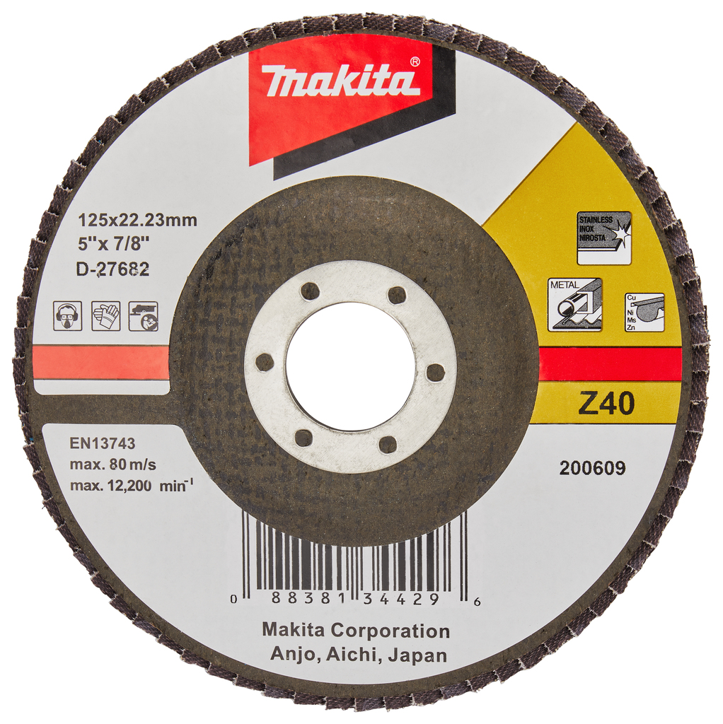 Makita D-27682 Flap Disc Ge 125mm #z40 Flat