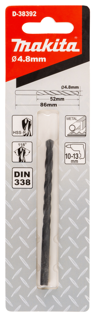 Makita D-38392 Hss-R Metal Drill Bit 4.8mm