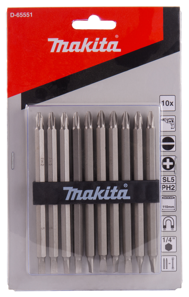Makita D-65551 Double-Ended Bits PH2/SL5 x 110 mm (10 pcs)