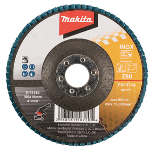 Makita D-74164 Flap Disc 100mm Z80 Flat Type