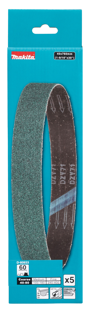 Makita D-80933 Abrasive Belt Zirconia 40x760 Z60 5pcs