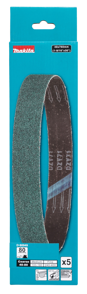 Makita D-80949 Abrasive Belt Zirconia 40x760 Z80 5pcs