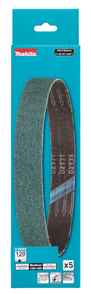 Makita D-80955 Abrasive Belt Zirconia 40x760 Z120 5pcs