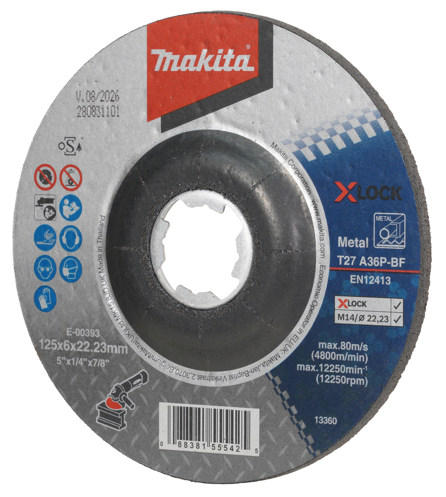 Makita E-00393 Dcgw 5" (125x6x22.23mm) A36p-Bf-Xlock
